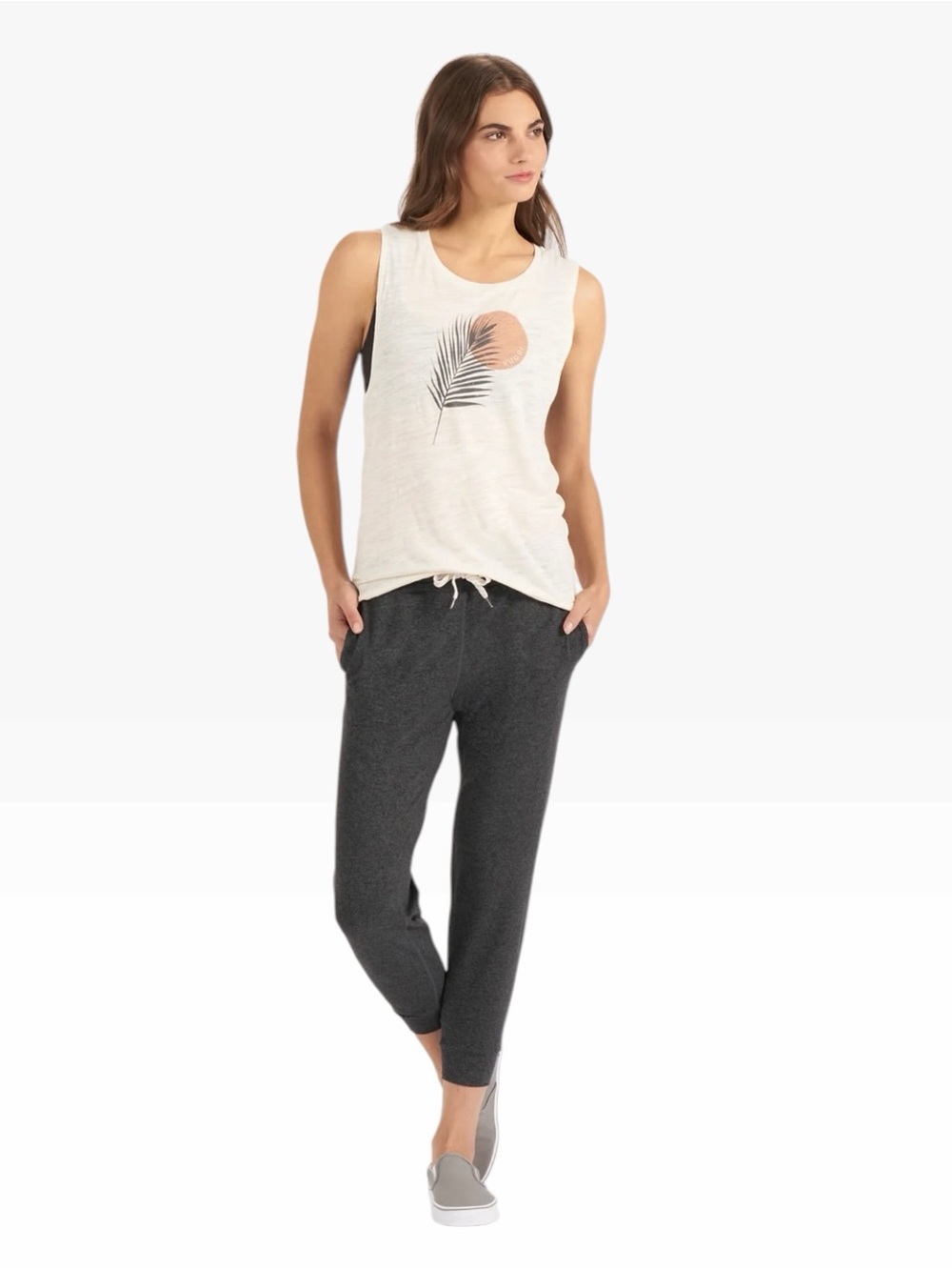 Vuori Natural Palm Frond Graphic Tank Top Size Medium M Sun Palm